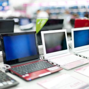 Sale of laptops in shop